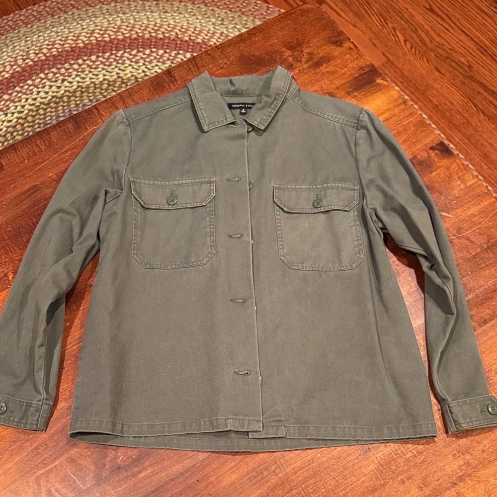 Olive Green Cargo Button-Up Jacket - image 1